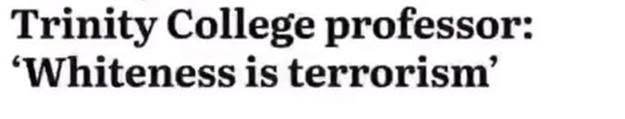Trinity College professor: 'Whiteness is terrorism'