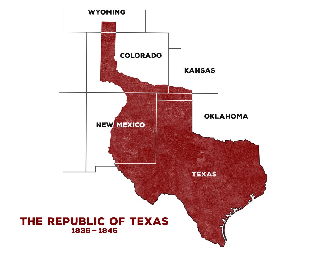 WYOMING COLORADO KANSAS OKLAHOMA NEW MEXICO TEXAS THE REPUBLIC OF TEXAS 1836-1845