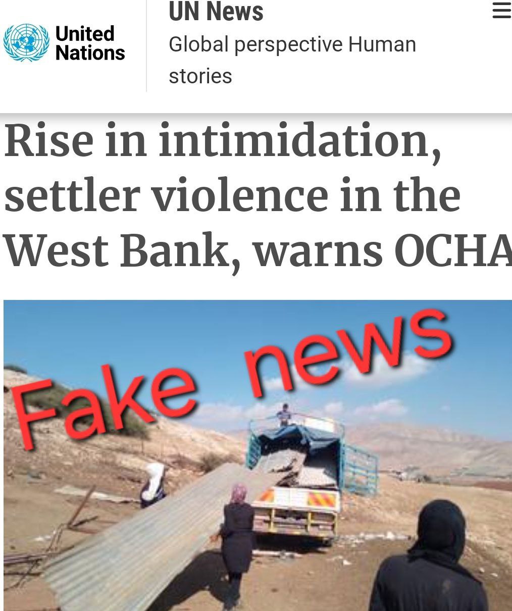 United Nations UN News Global perspective Human stories Rise in intimidation, settler violence in the West Bank, warns OCHA news Fake
