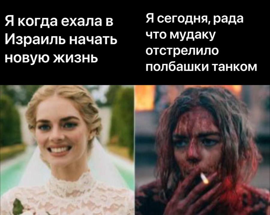 Я когда ехала в Израиль начать новую жизнь Я сегодня, рада что мудаку отстрелило полбашки танком