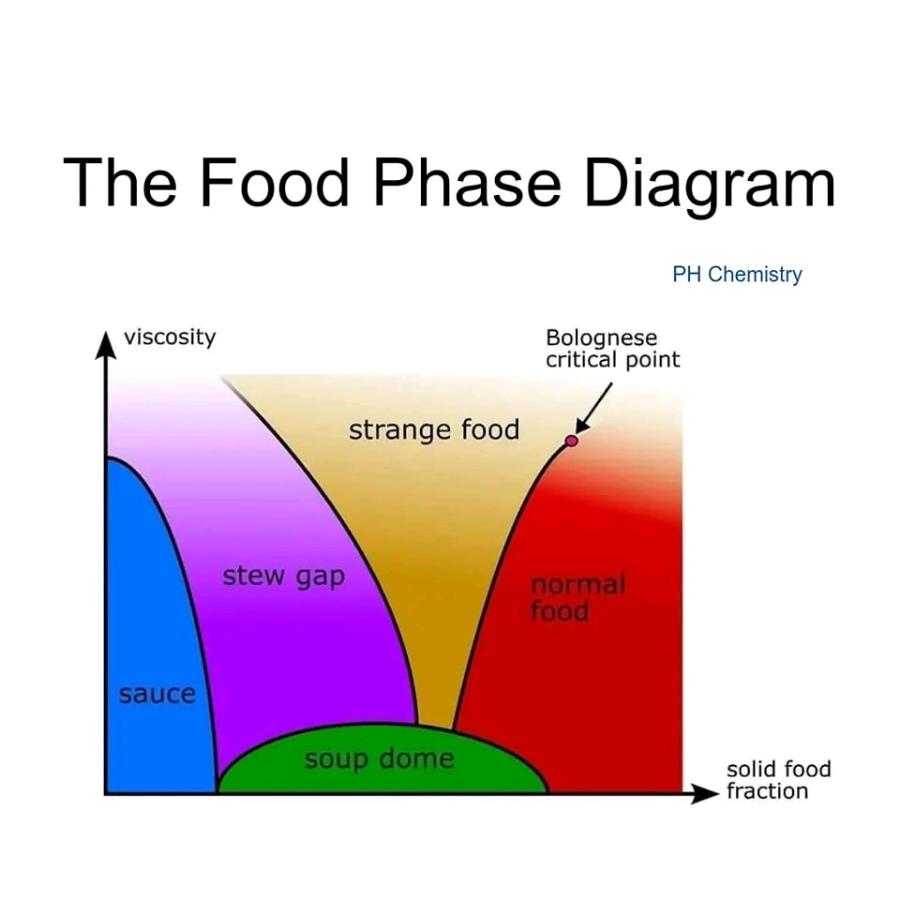 The Food Phase Diagram PH Chemistry viscosity Bolognese critical point strange food stew gap normal food sauce soup dome solid food fraction