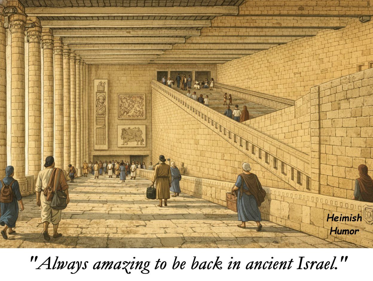 091g Heimish Humor "Always amazing to be back in ancient Israel."